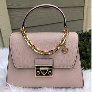 Michael kors serena pebbled leather small handbag satchel Pink gold hardware